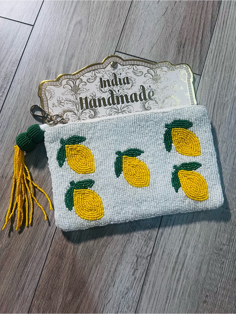 Handmade Beaded Lemon Coin Purse